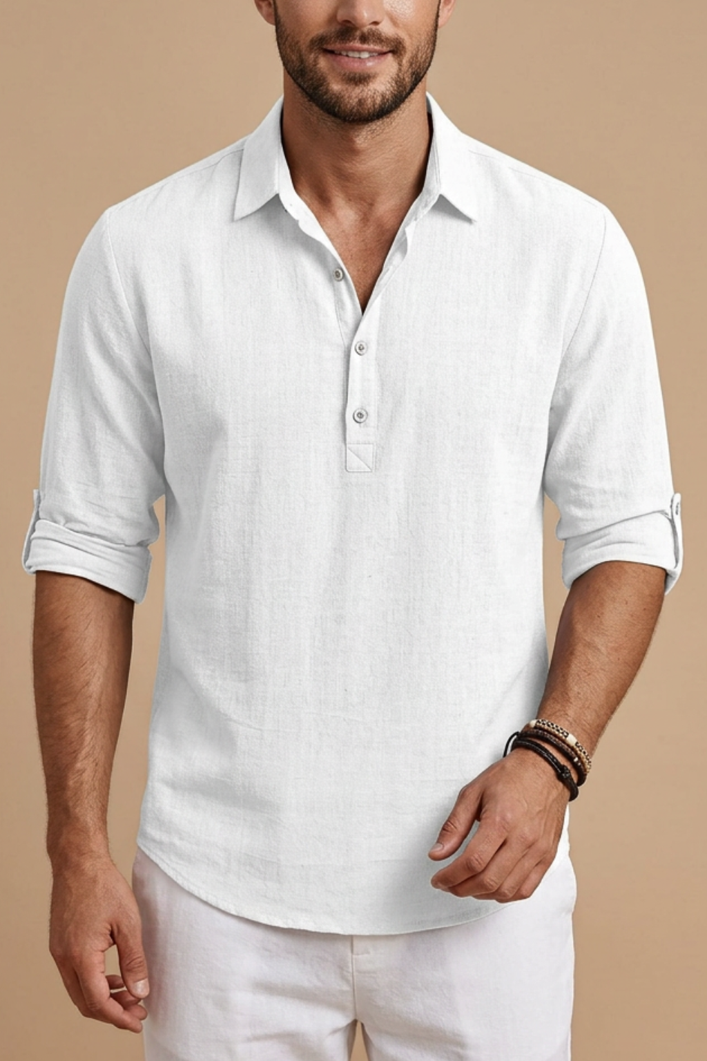 Polo de lino para hombre — ajuste regular manga corta — casual