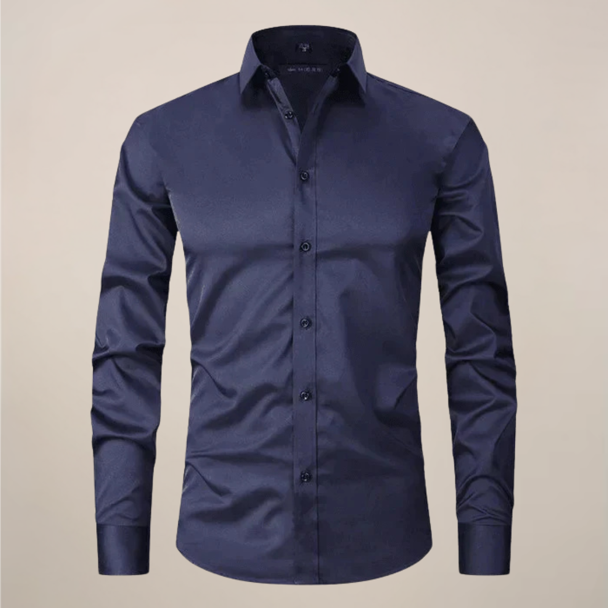 Camisa de manga larga para hombre — corte estructurado sin arrugas — formal